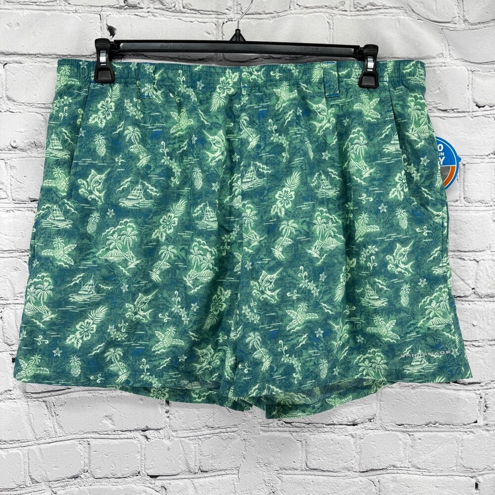 NWT Columbia Swim Trunks Men's XXL Green Printed BackCast II Short Omni-Shade - Picture 1 of 14